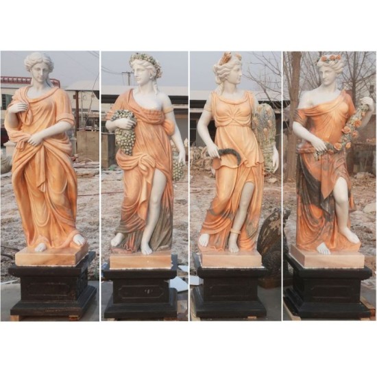 STATUE QUATTRO STAGIONI IN MARMO COLORATO+ BASAMENTO STATUE QUATTRO STAGIONI IN MARMO COLORATO+ BASAMENTO
