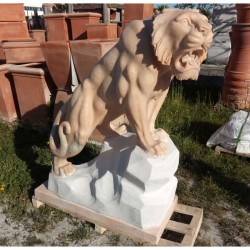 TIGRE IN MARMO ROSA DEL PORTOGLLO Cm. 120