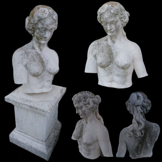VECCHIO BUSTO TORSO IN CEMENTO E MARMO + BASAMENTO CM. 115 VECCHIO BUSTO TORSO IN CEMENTO E MARMO + BASAMENTO CM. 115