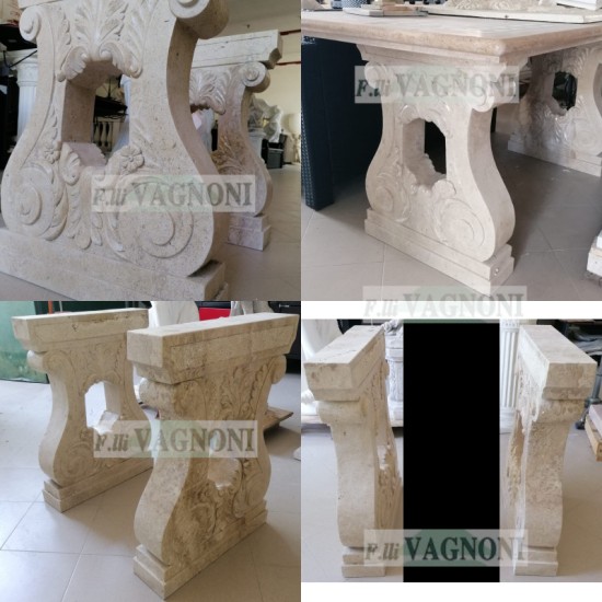 COPPIA DI BASI PER TAVOLO IN TRAVERTINO SCOLPITO CM. 75X55 COPPIA DI BASI PER TAVOLO IN TRAVERTINO SCOLPITO CM. 75X55