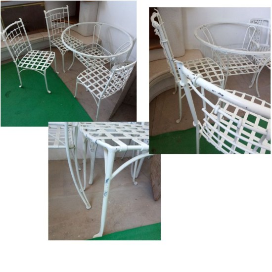 OUTLET SET TAVOLO + 4 SEDIE IN FERRO VERNICIATO OUTLET SET TAVOLO + 4 SEDIE IN FERRO VERNICIATO