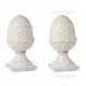 COPPIA DI PIGNE IN TERRACOTTA SMALTATA BIANCO CM. 40
