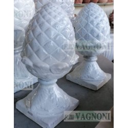 COPPIA DI PIGNE IN TERRACOTTA SMALTATA BIANCO CM. 40
