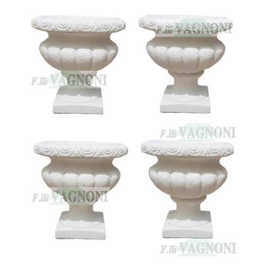 #OFFERTA# n° 4 VASI A CALICE IN CEMENTO E MARMO CM. 38x38