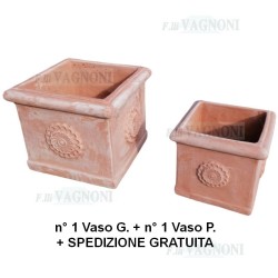 PROMOZIONE N° 2 VASI CUBO IN TERRACOTTA#SPEDIZIONE GRATUITA#