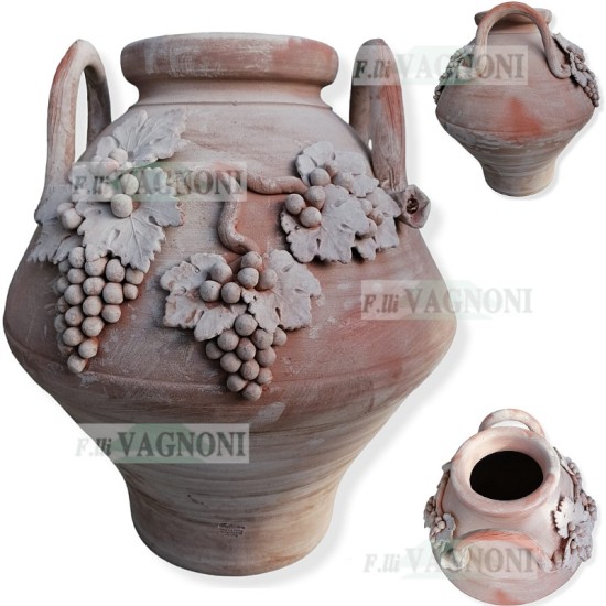 ANFORA ORCIO IN TERRACOTTA TOSCANA CON UVA FATTA A MANO ANFORA ORCIO IN TERRACOTTA TOSCANA CON UVA FATTA A MANO