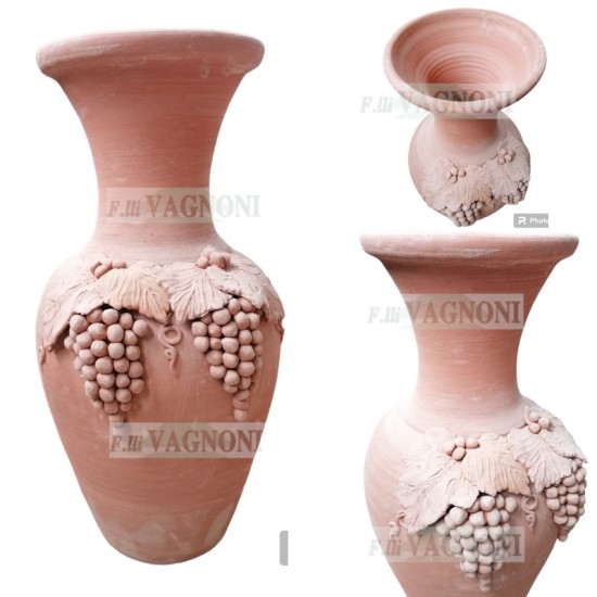 ANFORA VASO CM. 80 IN TERRACOTTA TOSCANA CON UVA FATTA A MANO ANFORA VASO CM. 80 IN TERRACOTTA TOSCANA CON UVA FATTA A MANO