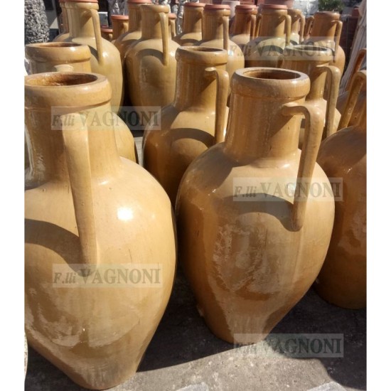 CAPASONE IN TERRACOTTA SMALTATA ANFORA ORCIO-YELLOW- CAPASONE IN TERRACOTTA SMALTATA ANFORA ORCIO-YELLOW-