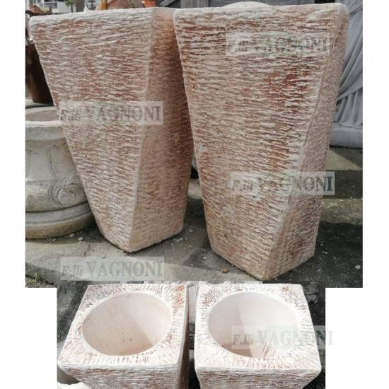 COPPIA DI VASI TRECCIA IN CEMENTO ANTICATO MARRONE CM. 70 COPPIA DI VASI TRECCIA IN CEMENTO ANTICATO MARRONE CM. 70