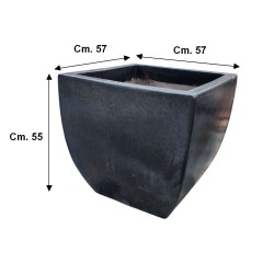 VASO QUADRATO IN TERRACOTTA SMALATA ANTRACITE ANTICO CM. 57