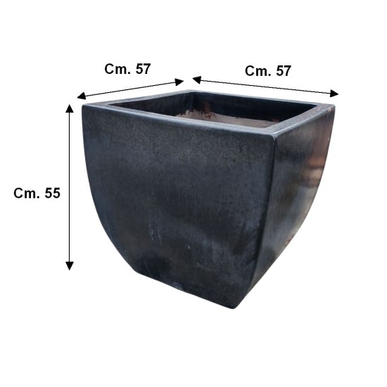 VASO QUADRATO IN TERRACOTTA SMALATA ANTRACITE ANTICO CM. 57