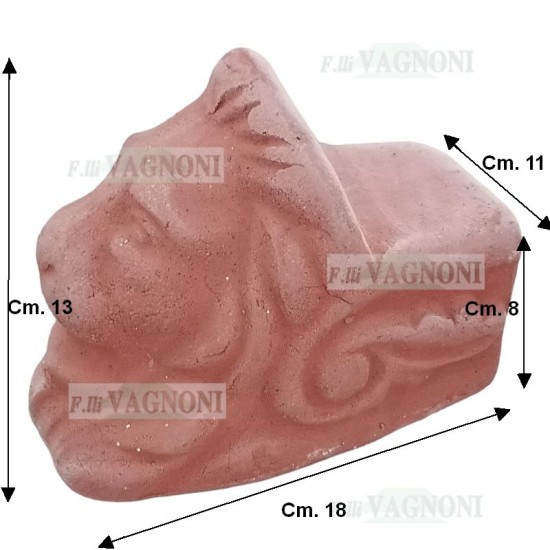 PIEDE TESTA DI LEONE IN TERRACOTTA CM. 18 PIEDE TESTA DI LEONE IN TERRACOTTA CM. 18