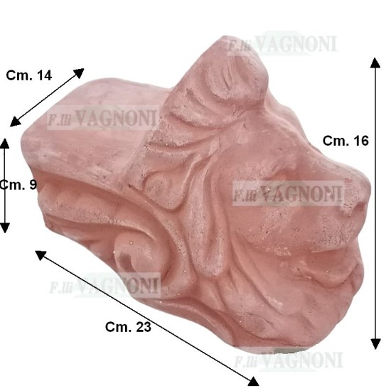 PIEDE TESTA DI LEONE IN TERRACOTTA CM. 23 PIEDE TESTA DI LEONE IN TERRACOTTA CM. 23