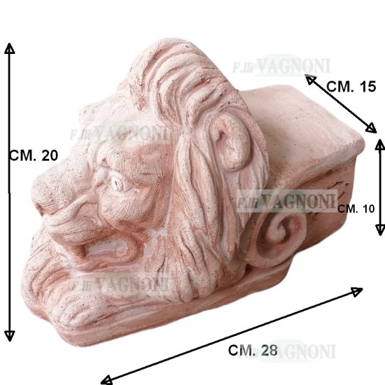 PIEDE TESTA DI LEONE IN TERRACOTTA CM. 28 PIEDE TESTA DI LEONE IN TERRACOTTA CM. 28