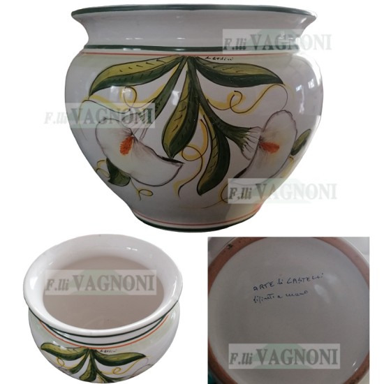 PORTAVASO IN CERAMICA DI CASTELLI DECORATO CALLE CM. 18 PORTAVASO IN CERAMICA DI CASTELLI DECORATO CALLE CM. 18