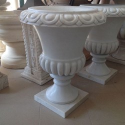 VASO A CALICE IN MARMO BIANCO CM. 60 COSTE