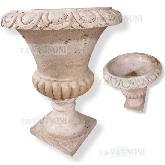 VASO A CALICE IN TRAVERTINO BUCATO CM. 70 VASO A CALICE IN TRAVERTINO BUCATO CM. 70