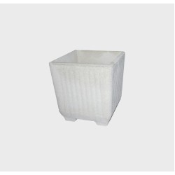 VASO QUADRATO IN CEMENTO BIANCO POROSO  CM 50