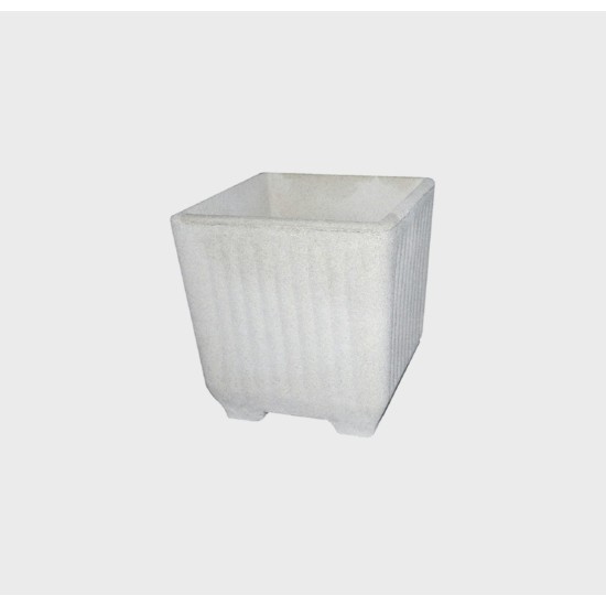 VASO QUADRATO IN CEMENTO BIANCO POROSO  CM 50